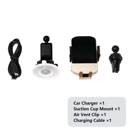 Wireless Car Charger, 15W Fast Charging Auto Clamping Phone Holders for Your Car Phone Mount for Car fit for iPhone 17 16 15 14 13 12 Pro Max 11 XR XS, Samsung Galaxy S25 Ultra S24 S23, Gold