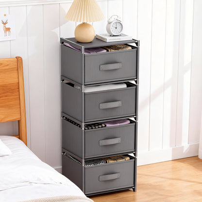 BAOKALER Multifunctional Bedroom Storage Cabinet Drawers for Clothes, Fabric Dressers for Bedroom with 4 Drawers, Small Dresser for Living Room, Hallway, Gray