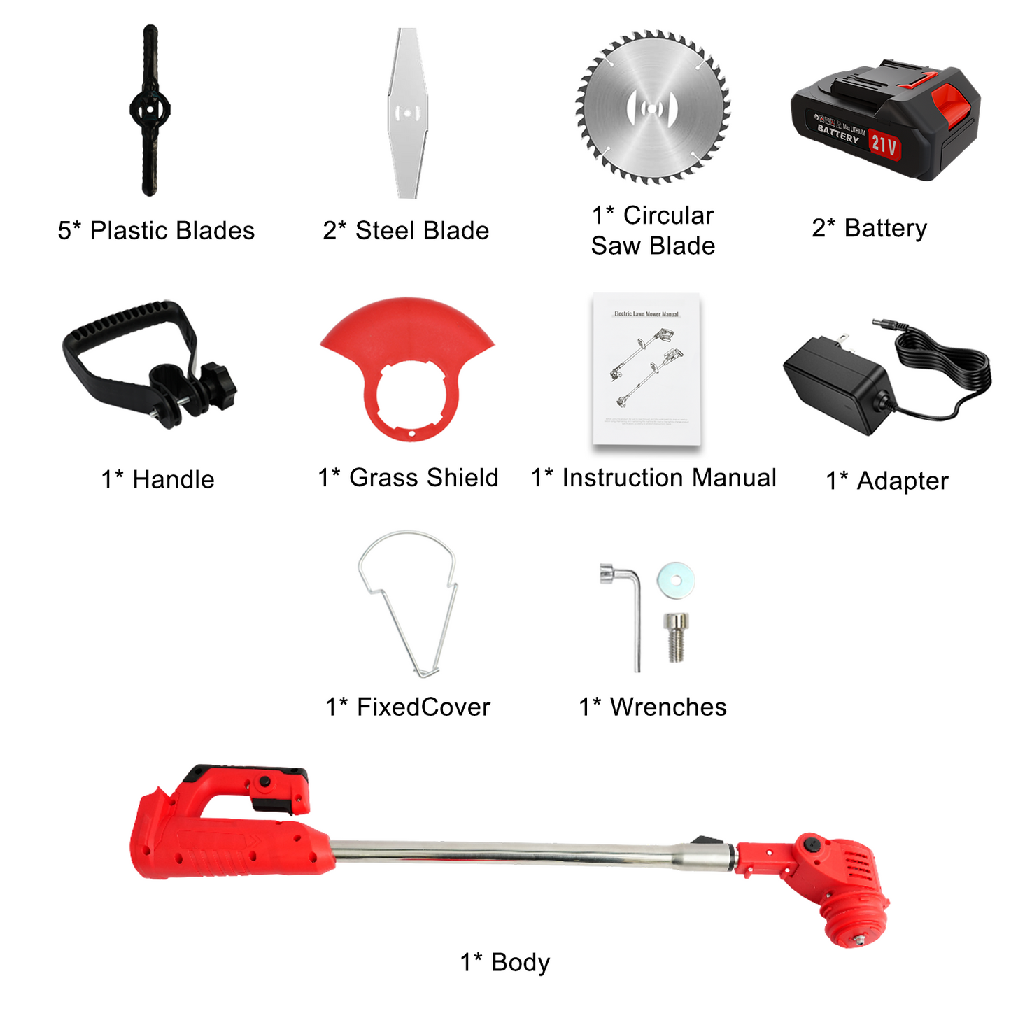 21V Cordless String Trimmer With 2 X 1.5ah Battery And Charger, Electric Weed Wacker Battery Powered Weed Eater String, Mover For Yard, Garden, Red