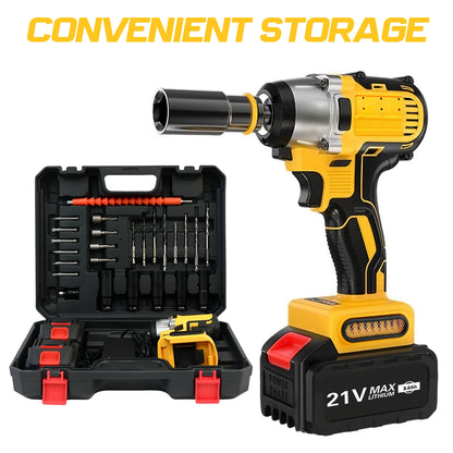 CATGOOD 20V Cordless Impact Wrench with 2 Batteries, 1/2" Brushless Impact Drill, Max Torque 280 ft lbs (380N.m), 30 Pcs Tool Set for Home, Yellow