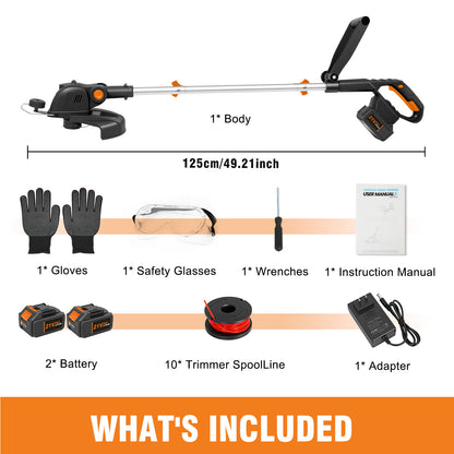CATGOOD 4AH Cordless String Trimmer, 12" Weed Wacker Cordless with Fast Charger, 2 in 1 Lawn Mower and Weed Trimmer
