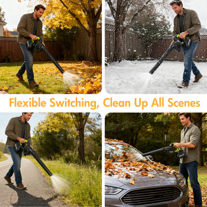 BAOKALER 21V 300CFM Leaf Blower, 2-in-1 Handheld Electric Vacuum with 4AH Battery, 3 Speed Modes and LED Display