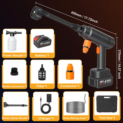 900PSI Cordless Pressure Washer, 3.0GPM Portable Power Washer with 6-in-1 Adjustable Nozzle, Power Cleaner with 16.4ft Hose for Cars/Patios, 1 Battery, Charger Included