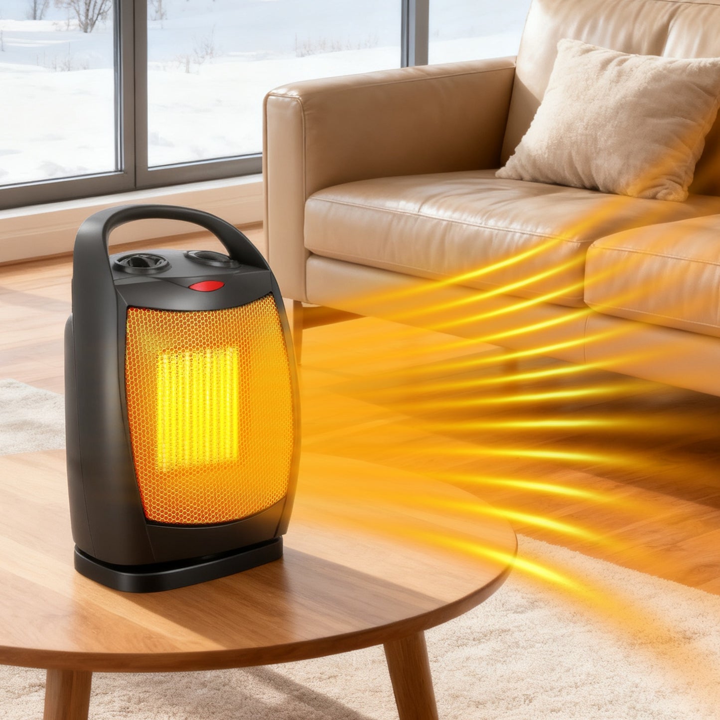 Overheat Safety Design, 1500W Electric Fireplace Heater with 3D Realistic Flame Effect, Adjustable Heating Modes