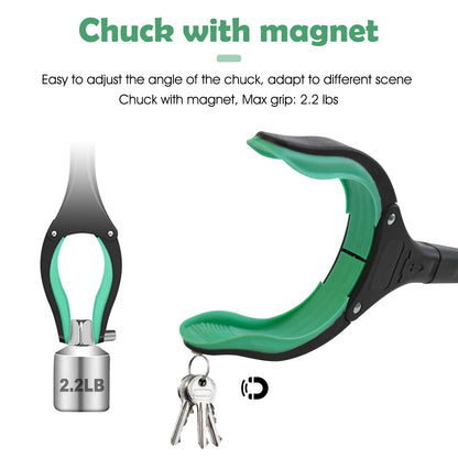 2Pcs 32'' Grabber Reacher Tool, Foldable Grabber Reaching Tool, Lightweight Trash Picker Upper Tool for Elderly with Anti-Slip Rotating Rubber Gripper,Green