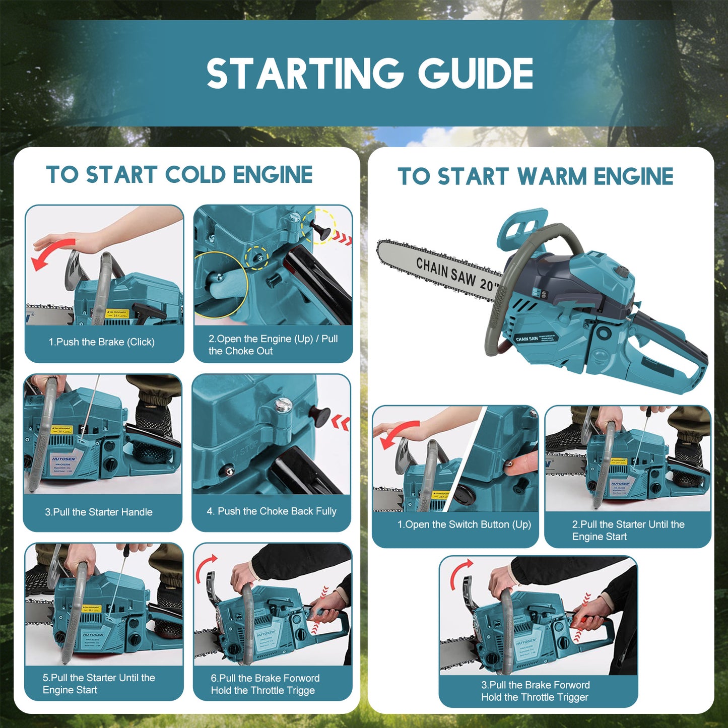BAOKALER 20-Inch Gas Chainsaw, 3.4HP Powerful Chainsaws, 10700 RPM 2-Cycle 62CC Heavy Duty Gas Chainsaw, for Farm/Garden/Ranch/Wood Cutting