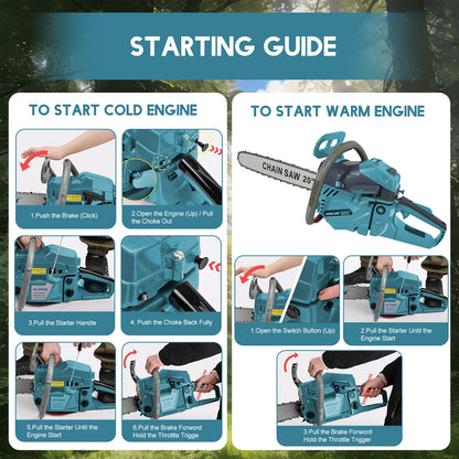 BAOKALER 20-Inch Gas Chainsaw, 3.4HP Powerful Chainsaws, 10700 RPM 2-Cycle 62CC Heavy Duty Gas Chainsaw, for Farm/Garden/Ranch/Wood Cutting