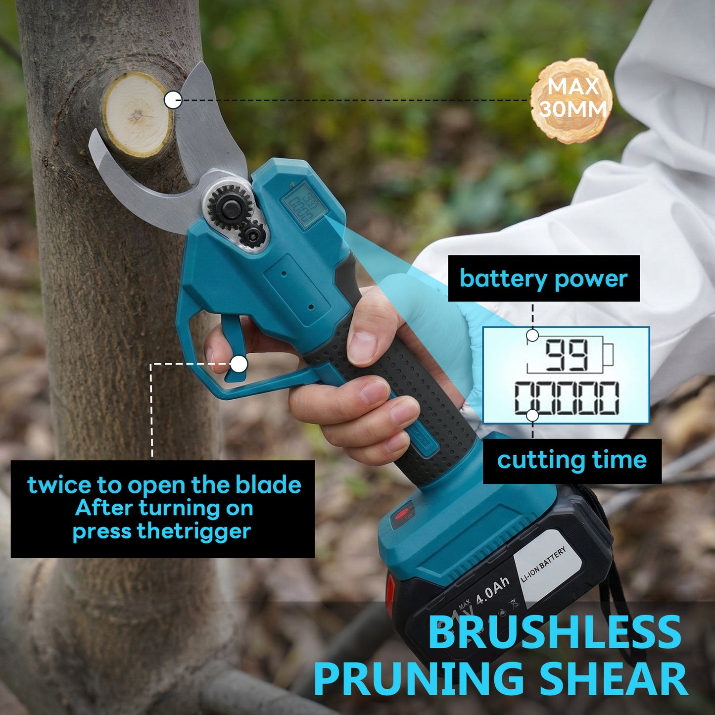 4-in-1 Cordless Pole Saw & Electric Pruning Shears, 8.53FT Telescoping Pole 180¡ã Rotating Head, 8 inch Cordless Tree Trimmer with 2¡Á4.0Ah Batteries for Garden Pruning
