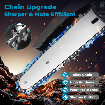 Mini Chainsaw Cordless, 6 inch & 4 inch Portable Electric Chainsaw with 2 Rechargeable Batteries and 3 Chains, for Tree Trimming Wood Cutting, Best Gifts for Father, Dad, Husband, Men, Blue