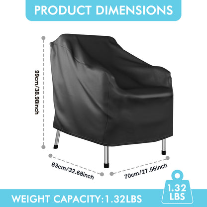 CATGOOD Patio Chair Covers, 420D Outdoor Chair Cover Waterproof, Lawn Lounge Furniture Cover for Wicker Chair, Swivel Chair, Rocking Chair, Black