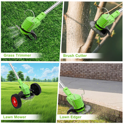 24V 650W Electric Grass Trimmer With Battery, Cordless Weed Eater with Wheels, Electric Weed Wacker, Lawn Mower Cordless Pruning Cutter Weed Wacker Garden Trimming Tool