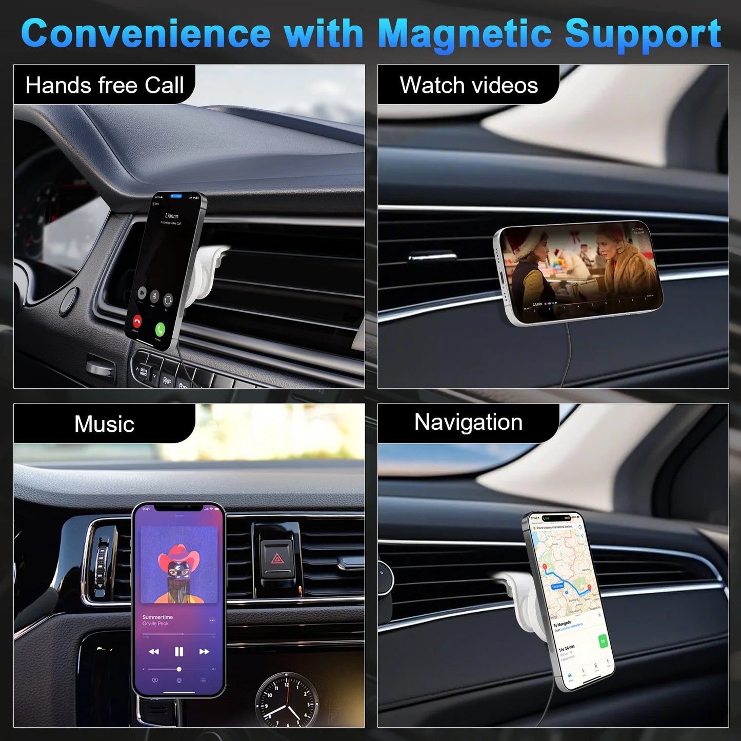 Magnetic Car Mount Charger for Mag-Safe,15W Fast Wireless Car Charger, 360¡ã Rotating Magnetic Phone Holder for Car Air Vent, Compatible with iPhone 17 16 15 14 13 12,Car Accessories,White