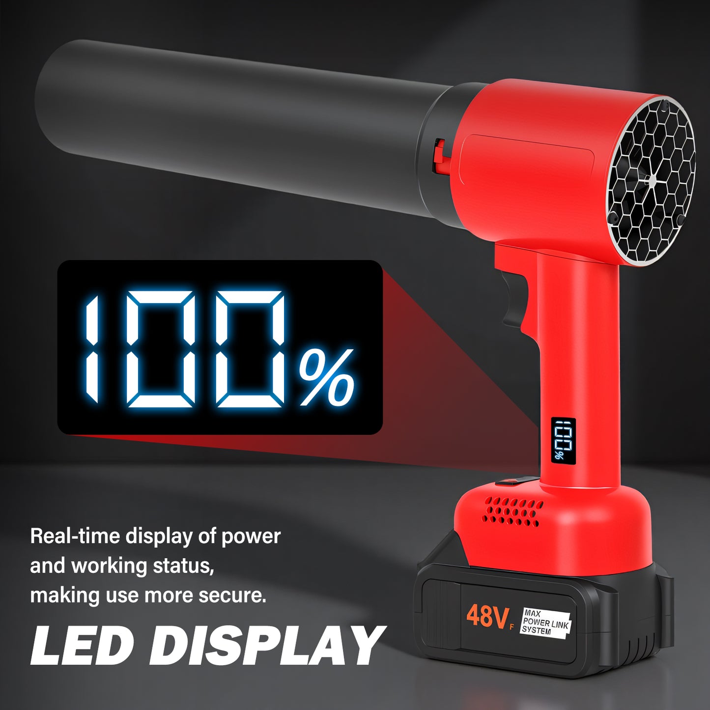 TOPZOO Cordless Leaf Blower Portable Dust Cleaner Handheld Blower 4 Adjustable Speed with Extended Nozzle and LED Display for Drying, Patio Cleaning, 2 X 4.0Ah Batteries