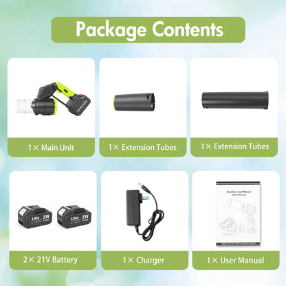 BAOKALER Cordless Leaf Blower, 21V 6AH Brushless Leaf Blower with 180¡ãAdjustable Tube, 3 Speed Modes and LED Display, 600CFM Snow Blower for Lawn Care, Blowing Leaves, Patio