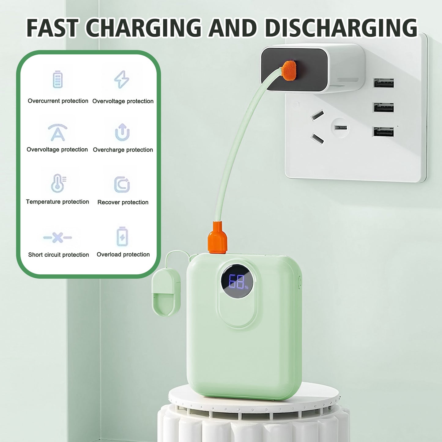 CATGOOD Magnetic Portable Charger, 10,000mAh Wireless Power Bank with USB-C Cable, Magsafe-Compatible Battery Pack for iPhone 17/16/15/14/13/12 Series(Green)