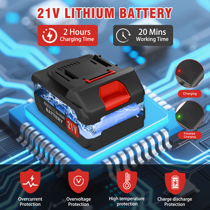 21V Cordless String Trimmer With 2 X 1.5ah Battery And Charger, Electric Weed Wacker Battery Powered Weed Eater String, Mover For Yard, Garden, Red