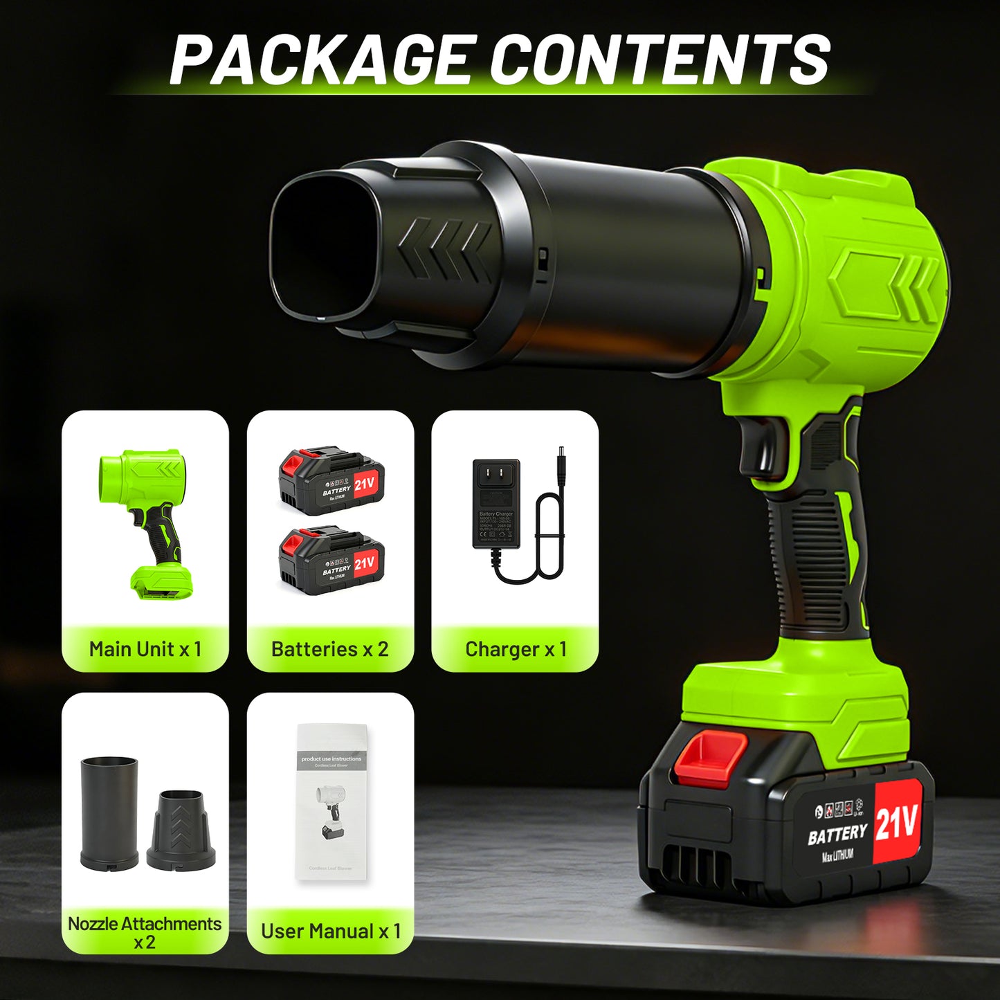Cordless Leaf Blower, 950000 RPM Electric Leaf Blower with 2 X 4.0Ah Batteries & Charger, 110MPH Lightweight Handheld Blower for Patio Cleaning Blowing Leaves & Dust, Green