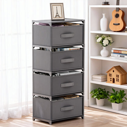 BAOKALER Multifunctional Bedroom Storage Cabinet Drawers for Clothes, Fabric Dressers for Bedroom with 4 Drawers, Small Dresser for Living Room, Hallway, Gray