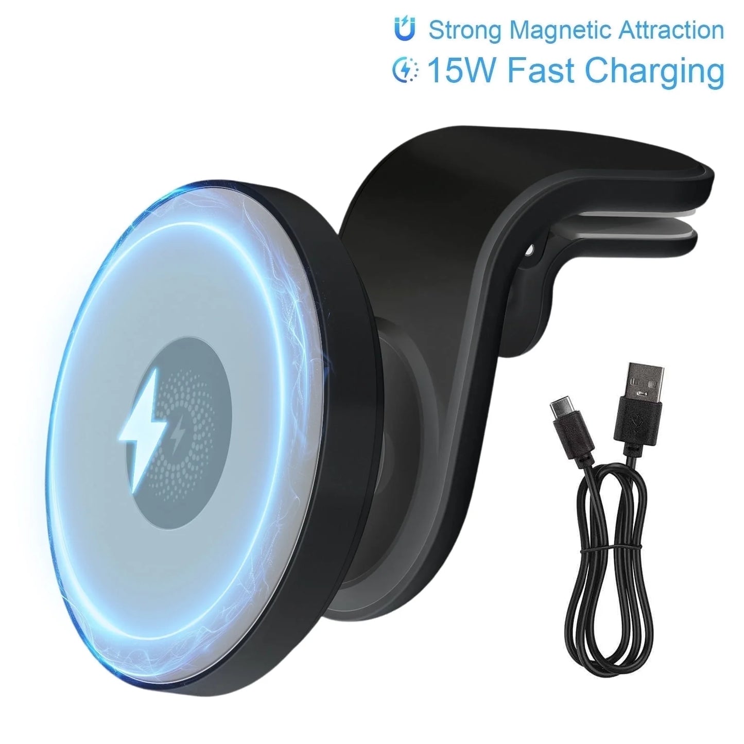 Magnetic Car Mount Charger for Mag-Safe,15W Fast Wireless Car Charger, 360¡ã Rotating Magnetic Phone Holder for Car Air Vent, Compatible with iPhone 17 16 15 14 13 12,Car Accessories£¬Black