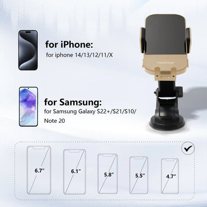 Wireless Car Charger, 15W Fast Charging Auto Clamping Phone Holders for Your Car Phone Mount for Car fit for iPhone 17 16 15 14 13 12 Pro Max 11 XR XS, Samsung Galaxy S25 Ultra S24 S23, Gold
