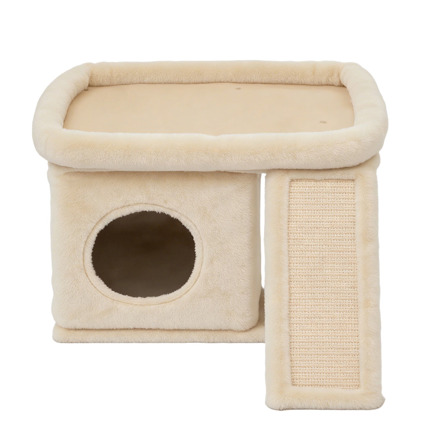 Cat Tree Tower with Perch Bed and Washable Top, Cat Tree with Sisal Scratching Posts, Condos, Plush Perches, Hanging Cat Toys, Extended Platform for Cats to Play and Sleep, Beige