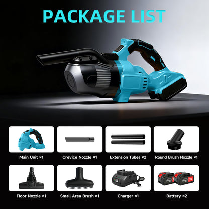 Cordless Handheld Vacuum for Makita Battery, 5-in-1 Car Vacuum Cleaner with 2×4.0Ah Batteries and Charger for Floor Carpet, Blue