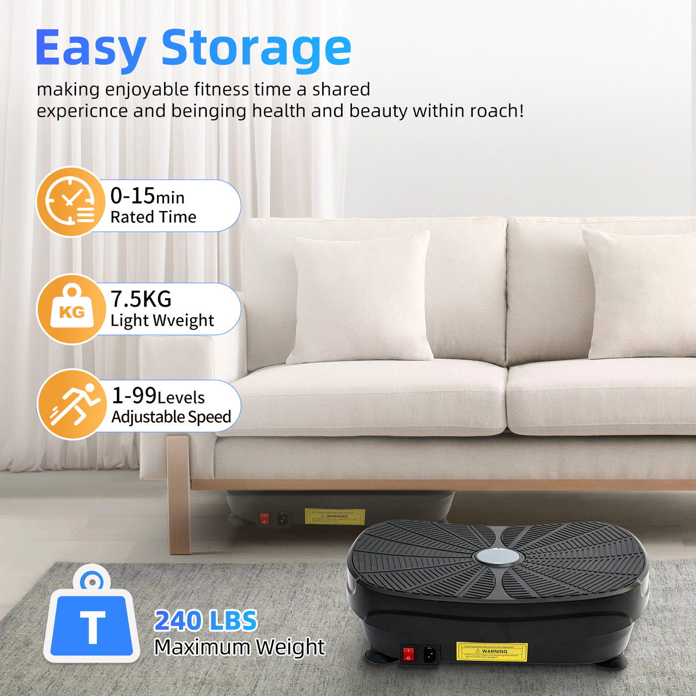 Vibration Plate Exercise Machine, Lymphatic Drainage Machine, Whole Body Workout Resistance Bands, Remote Control for Home Weight Loss and Training