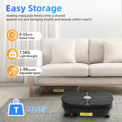 Vibration Plate Exercise Machine, Lymphatic Drainage Machine, Whole Body Workout Resistance Bands, Remote Control for Home Weight Loss and Training