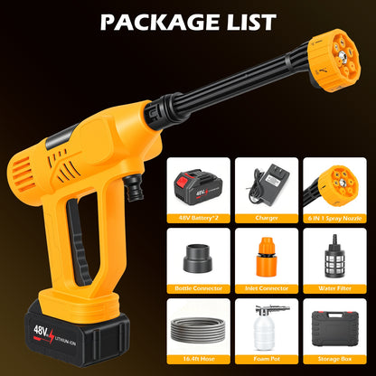 BAOKALER Cordless Pressure Washer, 900PSI 21V Portable Pressure Power Washer with Foam Cannon & 6-in-1 Nozzle,10-Speed Adjustment, for Car Washing, Patio, Garden, Driveway, Home Cleaning