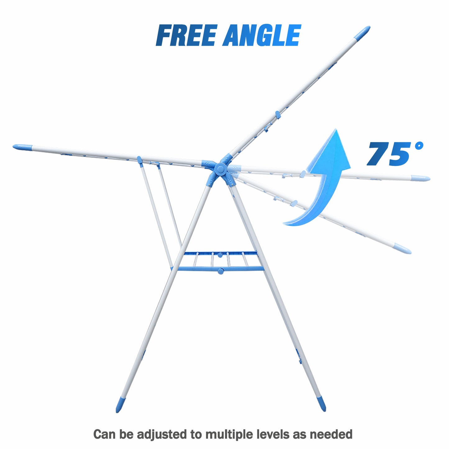 Foldable Clothes Drying Rack, Laundry Rack with Height Adjustable Wings, Metal Drying Rack Clothing for Indoor Outdoor