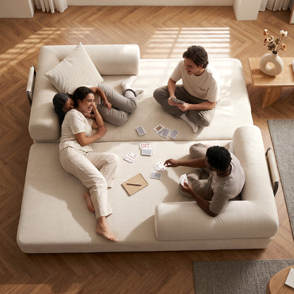 CATGOOD 78" Convertible Sofa Bed with Storage Bag, Sectional Couch for Living Room, Sleeper Loveseat Free Assembly, White