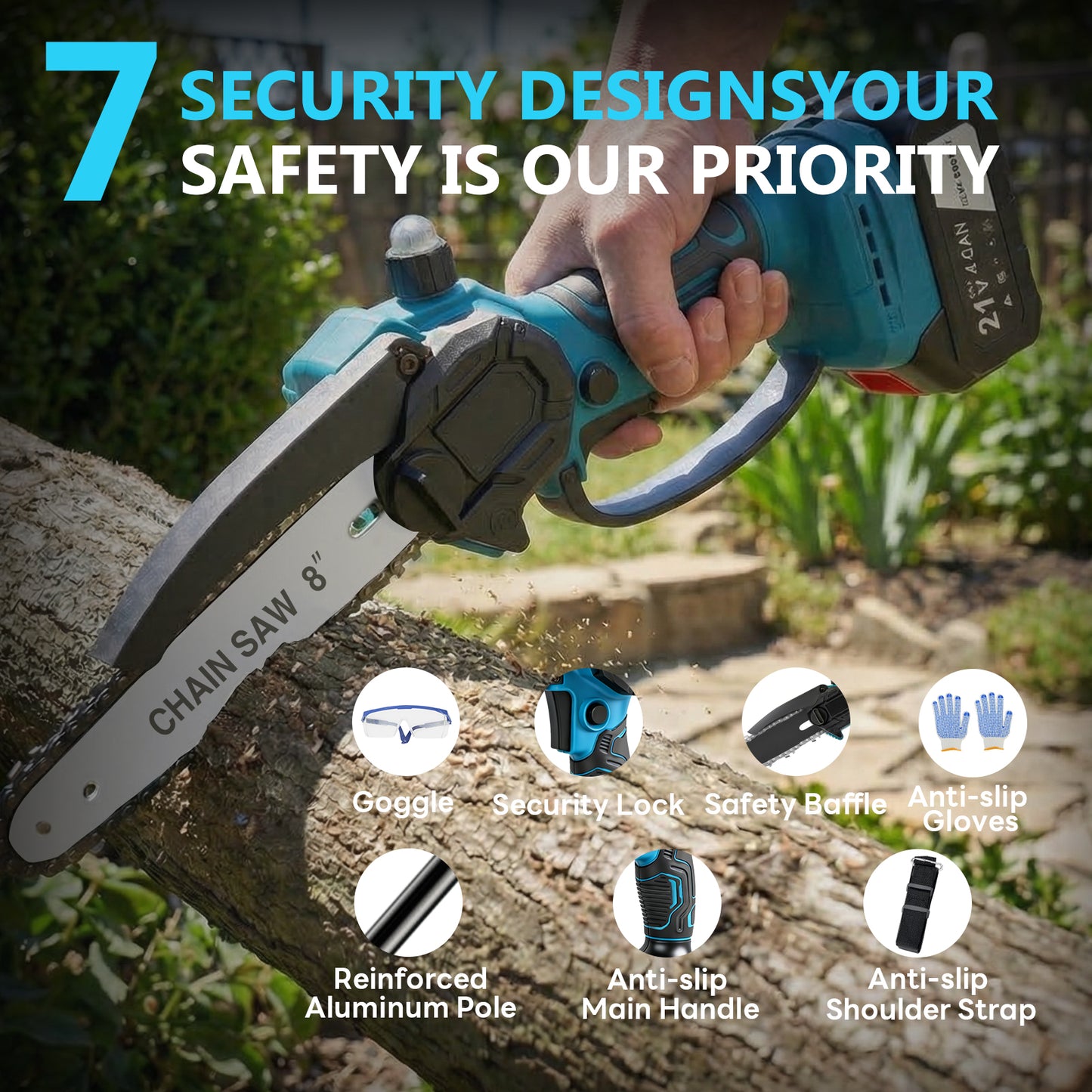 4-in-1 Cordless Pole Saw & Electric Pruning Shears, 8.53FT Telescoping Pole 180¡ã Rotating Head, 8 inch Cordless Tree Trimmer with 2¡Á4.0Ah Batteries for Garden Pruning