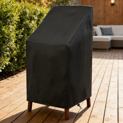 Patio Chair Covers,Outdoor Chair Cover,Waterproof Patio Furniture Covers for Outdoor Furniture, Large Covers for High-Back Chiar/Stackable Outdoor Chairs, 25" L x 25" W x 47"H,Black