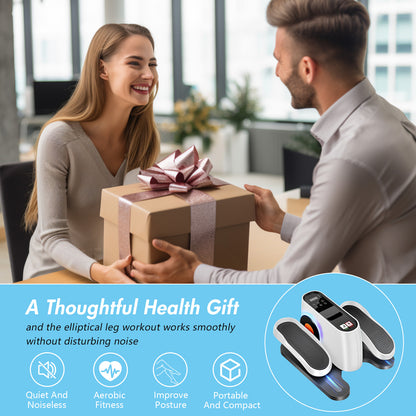 Under Desk Elliptical, Leg Exerciser for Seniors Fuly Assembled, Quiet & Portable Electric Seated Pedal Exerciser Adjustable Speeds, White