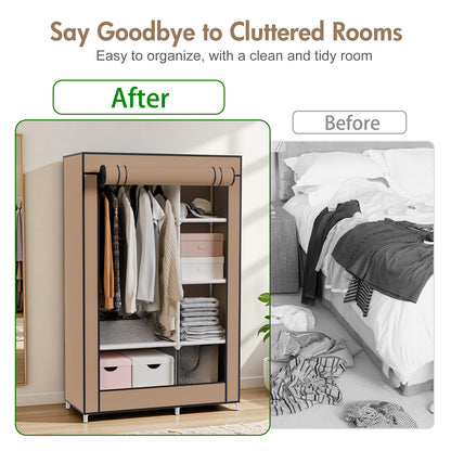 BAOKALER Closet Organizers and Storage, Hanging Closet Organization, Non-Woven Fabric Clothing Storage for Home Bedroom Living Room, Coffee