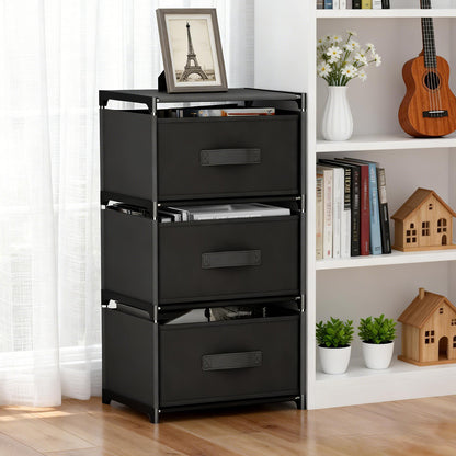 BAOKALER Fabric Dressers for Bedroom with 3 Drawers, Multifunctional Bedroom Storage Cabinet Drawers for Clothes, Small Dresser for Living Room, Hallway, Black