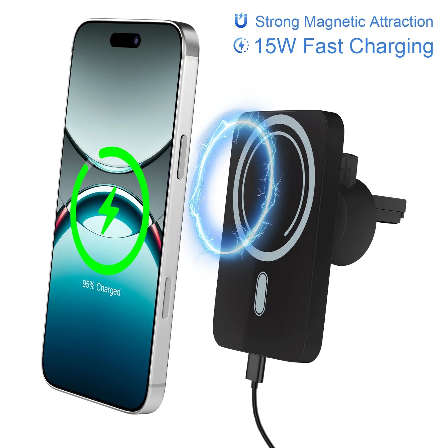Magnet Wireless Car Charger 15W Phone Holder Car Air Vent Fast Charging Pad For Magsafe iPhone 17 16 15 14 13 12