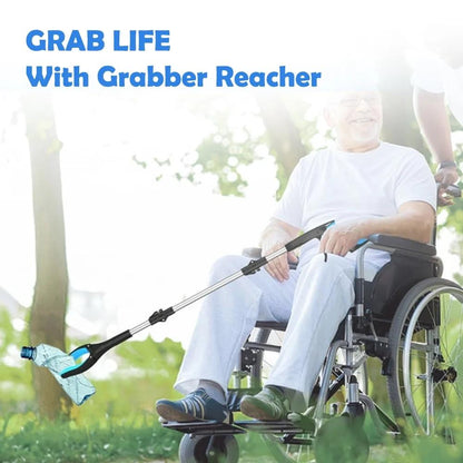 BAOKALER 2Pcs 43" Grabber Reaching Tool, Extra Long Foldable Reachers and Grabbers for Elderly Grab It Reaching Tool with Rotating Jaw + Magnets, Wide Claw Opening Reacher Pick up Tool, Trash Picker