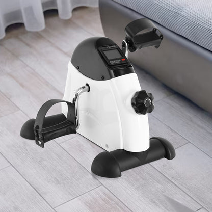 Under Desk Exercise Bike,Stationary Foot Pedal Exerciser,Portable Mini Exercise Bike with LCD Screen Displays for Leg/Arm Fitness and Health,White
