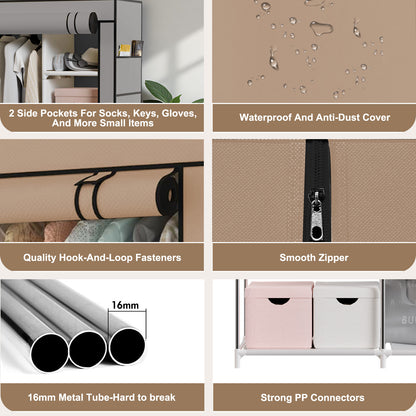 BAOKALER Closet Organizers and Storage, Hanging Closet Organization, Non-Woven Fabric Clothing Storage for Home Bedroom Living Room, Coffee