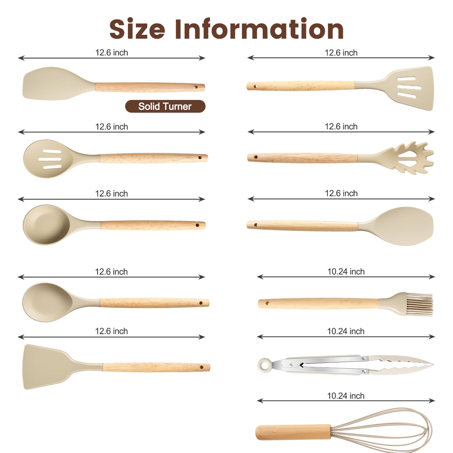 Silicone Cooking Utensils Set with Holder, 44 PCS Kitchen Utensils Set, Silicone Kitchen Gadgets Spatulas Set for Nonstick Cookware, Khaki