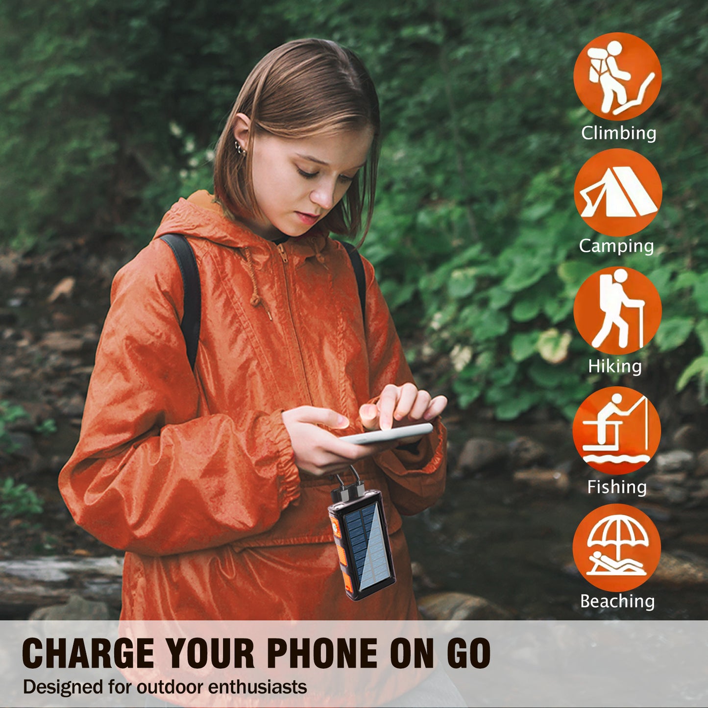 Solar Charger Power Bank 49800mAh, Portable Charger with Dual Outputs & Dual Inputs 2 LEDs Flashlight, Hand Crank Power Bank Fast Charging Battery Pack for Outdoor Camping Survival Gear