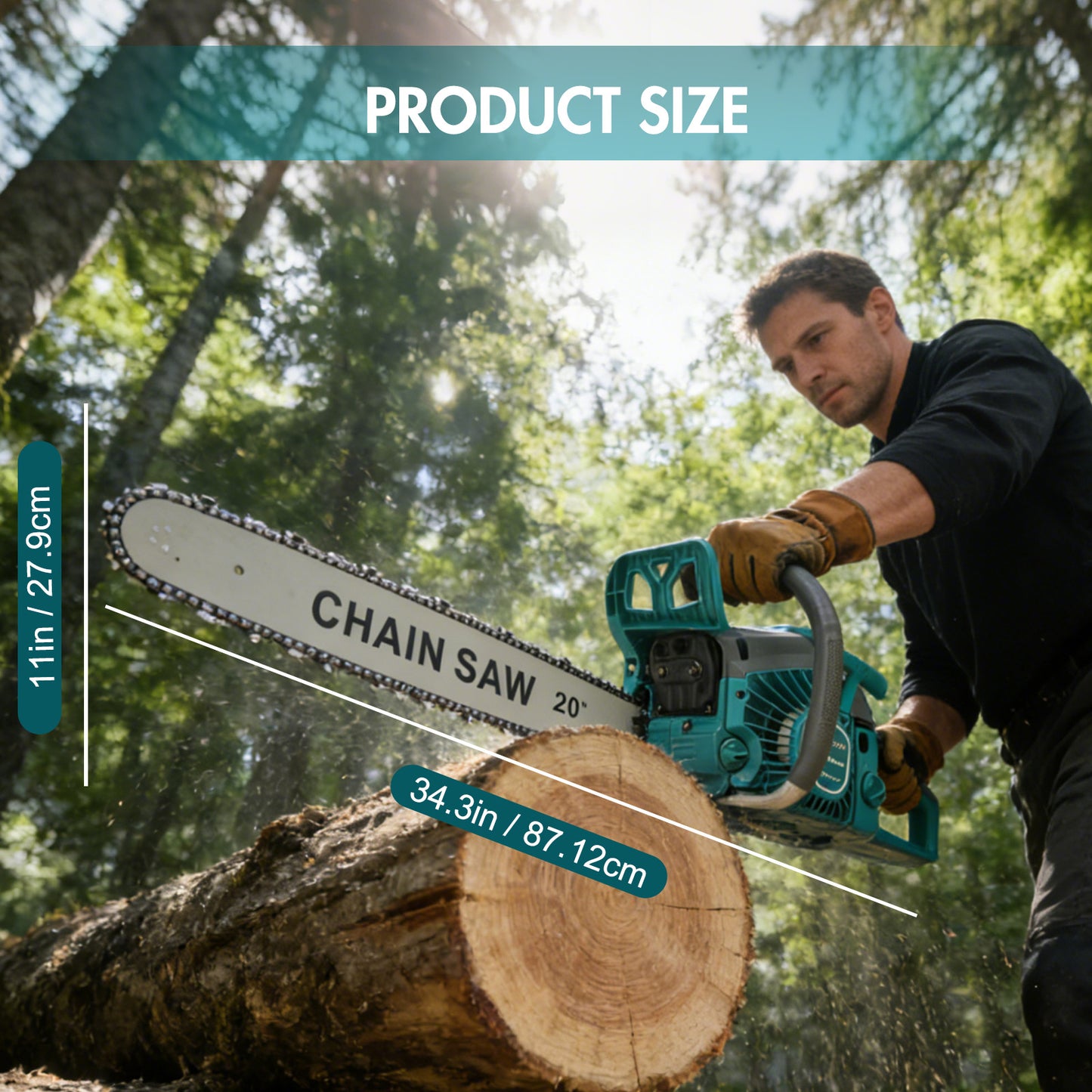 BAOKALER 10700 RPM 2-Cycle 62CC Heavy Duty Chainsaw, 20-Inch Gas Chainsaw, 3.4HP Powerful Chainsaws, for Farm/Garden/Ranch/Heavy-Duty Wood Cutting