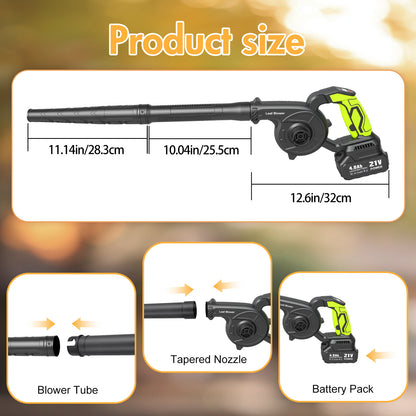 BAOKALER 21V 300CFM Leaf Blower, 2-in-1 Handheld Electric Vacuum with 4AH Battery, 3 Speed Modes and LED Display
