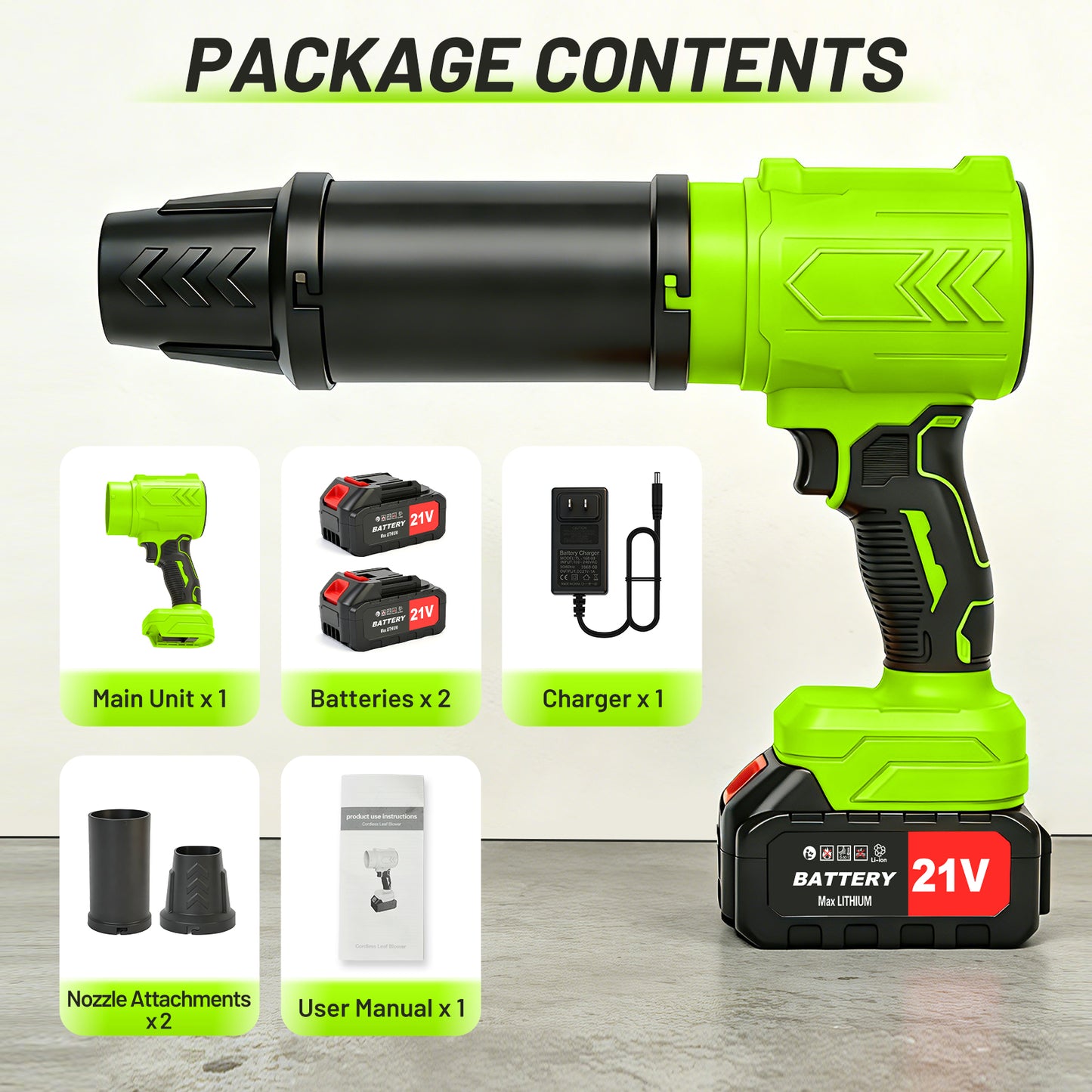 Cordless Leaf Blower, 950000 RPM Electric Leaf Blower with 2 X 4.0Ah Batteries & Charger, 110MPH Lightweight Handheld Blower for Patio Cleaning Blowing Leaves & Dust, Green