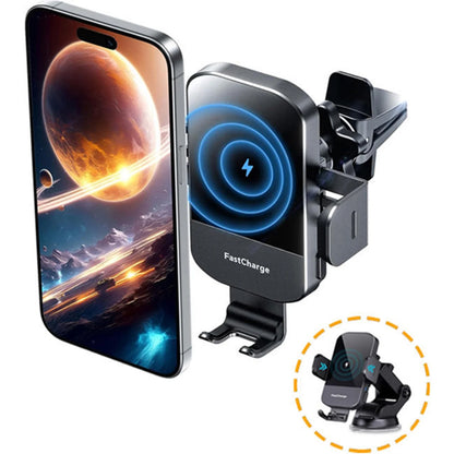 15W Car Wireless Charger Fast Charging for iPhone,Samsung Galaxy,Wireless Car Mount Car Charger Phone Holder for iPhone 17 16 15 14 13 12 11 Pro Max X,Black