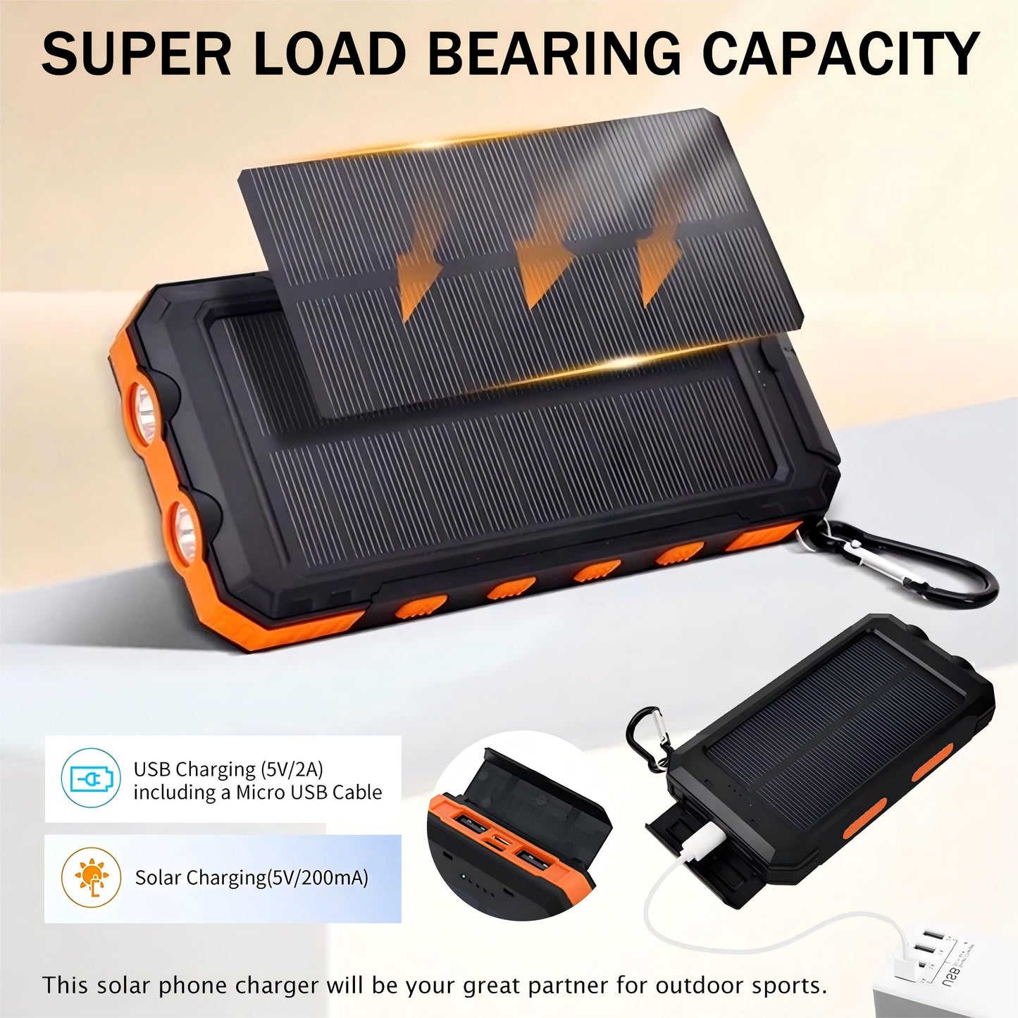 3PK Solar Power Bank, Portable Charger, 20000mAh Solar Charger with LED Flashlight, IP65 Waterproof External Backup Battery Pack Perfect for Camping, Outdoor Activities