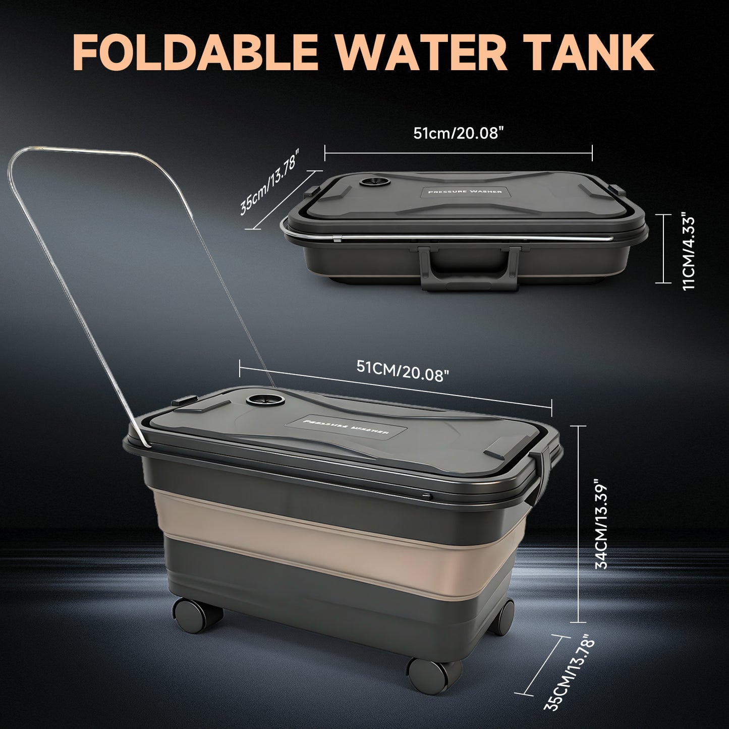 BAOKALER Portable Pressure Washer with Foldable Water Container (Black), 1160PSI High Power Washer, 21V Cordless with 4.0Ah Dual Batteries & 6-in-1 Nozzle for Car, Patio, Fence, Deck, Driveway Cleaning