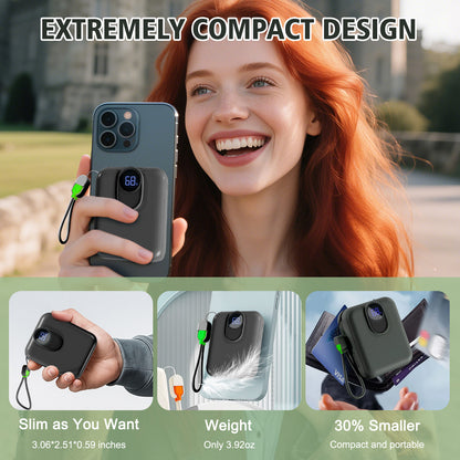 Magnetic Portable Charger, Ultra-Light 10000mAh 22.5W Power Bank, USB-C In & Out Fast Charging, Wireless Powerbank Compatible with iPhone 17/16/15/14 Samsung S22/S21 iPad etc (Black)