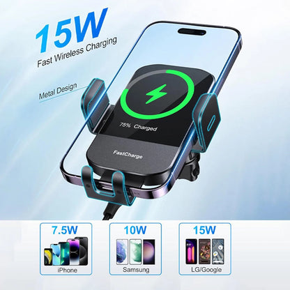 15W Car Wireless Charger Fast Charging for iPhone,Samsung Galaxy,Wireless Car Mount Car Charger Phone Holder for iPhone 17 16 15 14 13 12 11 Pro Max X,Black